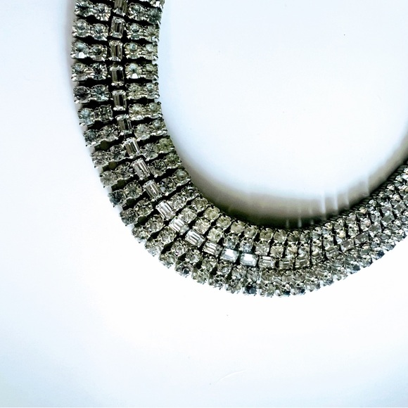 Hollywood Classic Collectable Rhinestone 5 Row Crystal Choker Necklace EVC - Picture 4 of 11